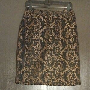 Black And Bronze Jacquard Pencil Skirt By Worthington.